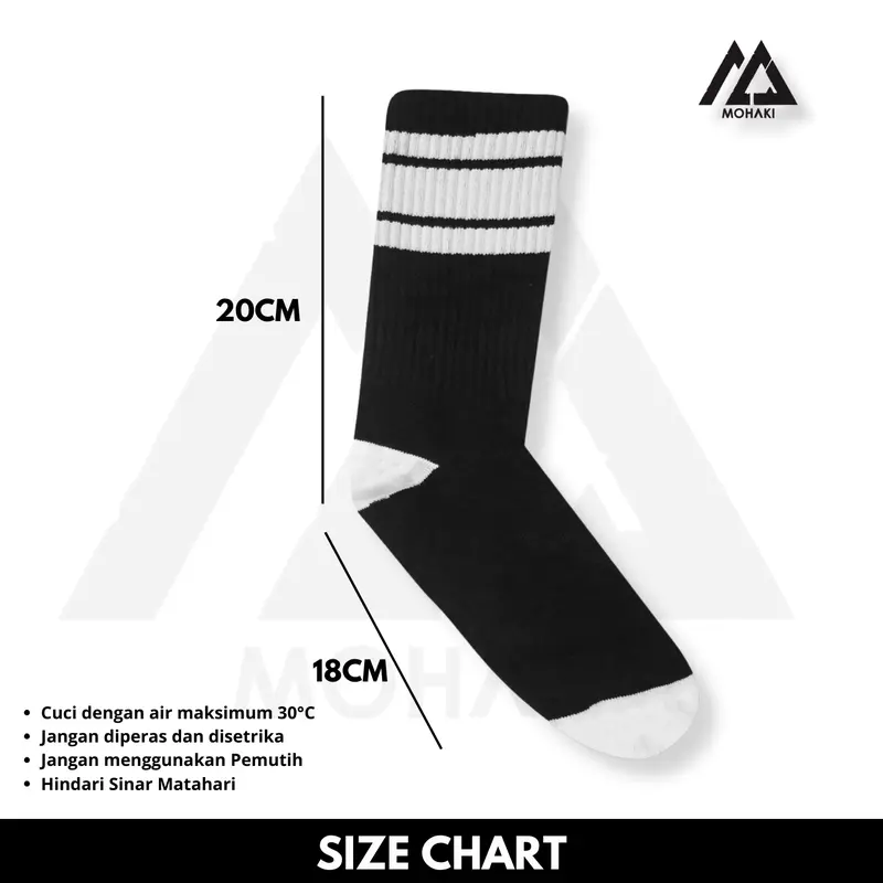 MOHAKI - Kaos Kaki Oldschool Skate Motif Strip Darkness 6