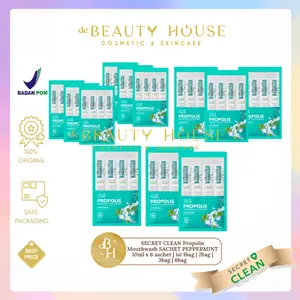 SECRET CLEAN Propolis Mouthwash SACHET PEPPERMINT 10ml x 6 sachet | isi 1bag | 2bag | 3bag | 6bag obat kumur karang gigi Mulut