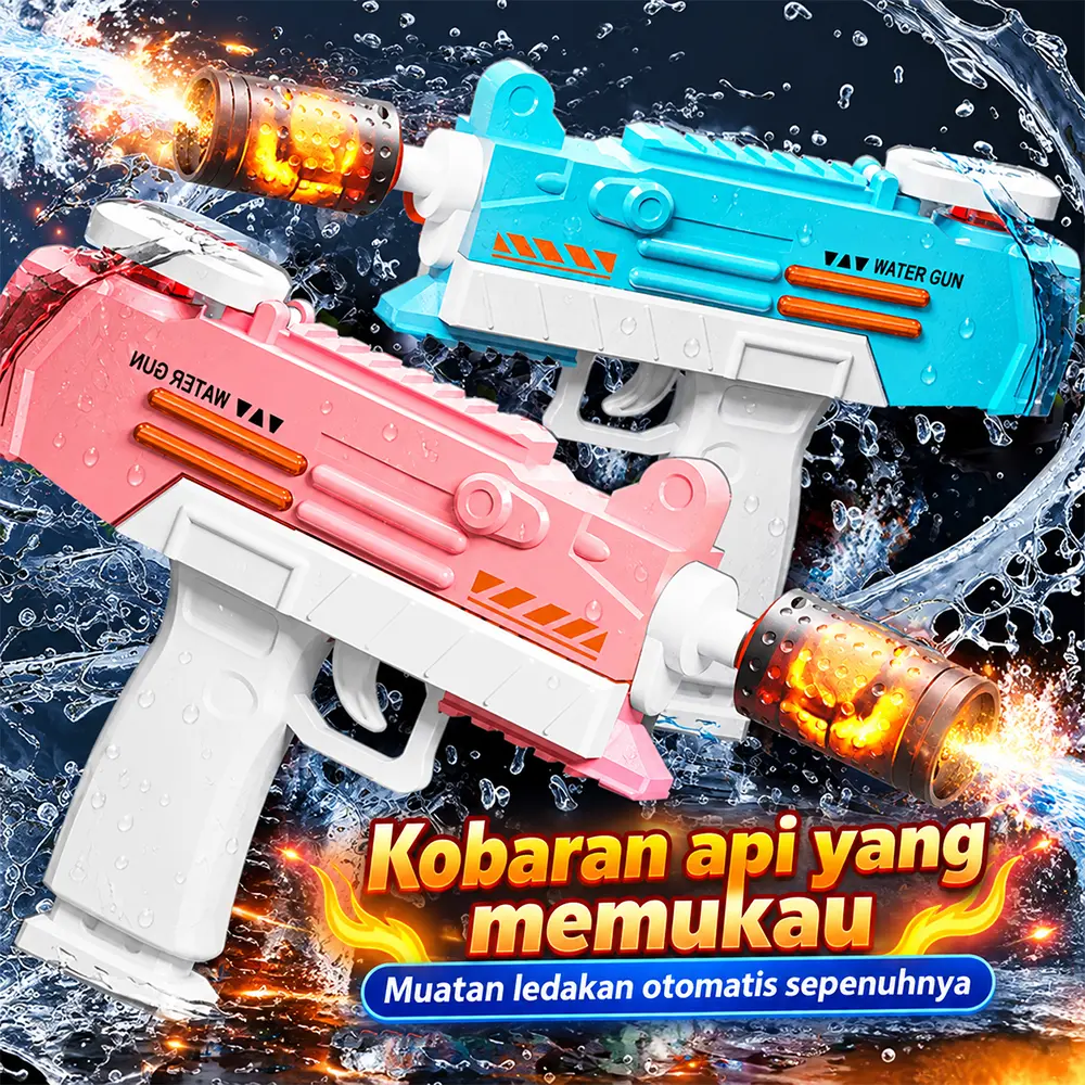 Stok Indonesia Pistol Air Elektrik Water Gun Elektrik Mainan Air Anak Mainan Semprotan Air Pistol Air Otomatis Isi Ulang Rechargeable Kapasitas Besar Semprotan Kuat Portable Kolam Renang Outdoor Liburan Pantai Anak Dewasa