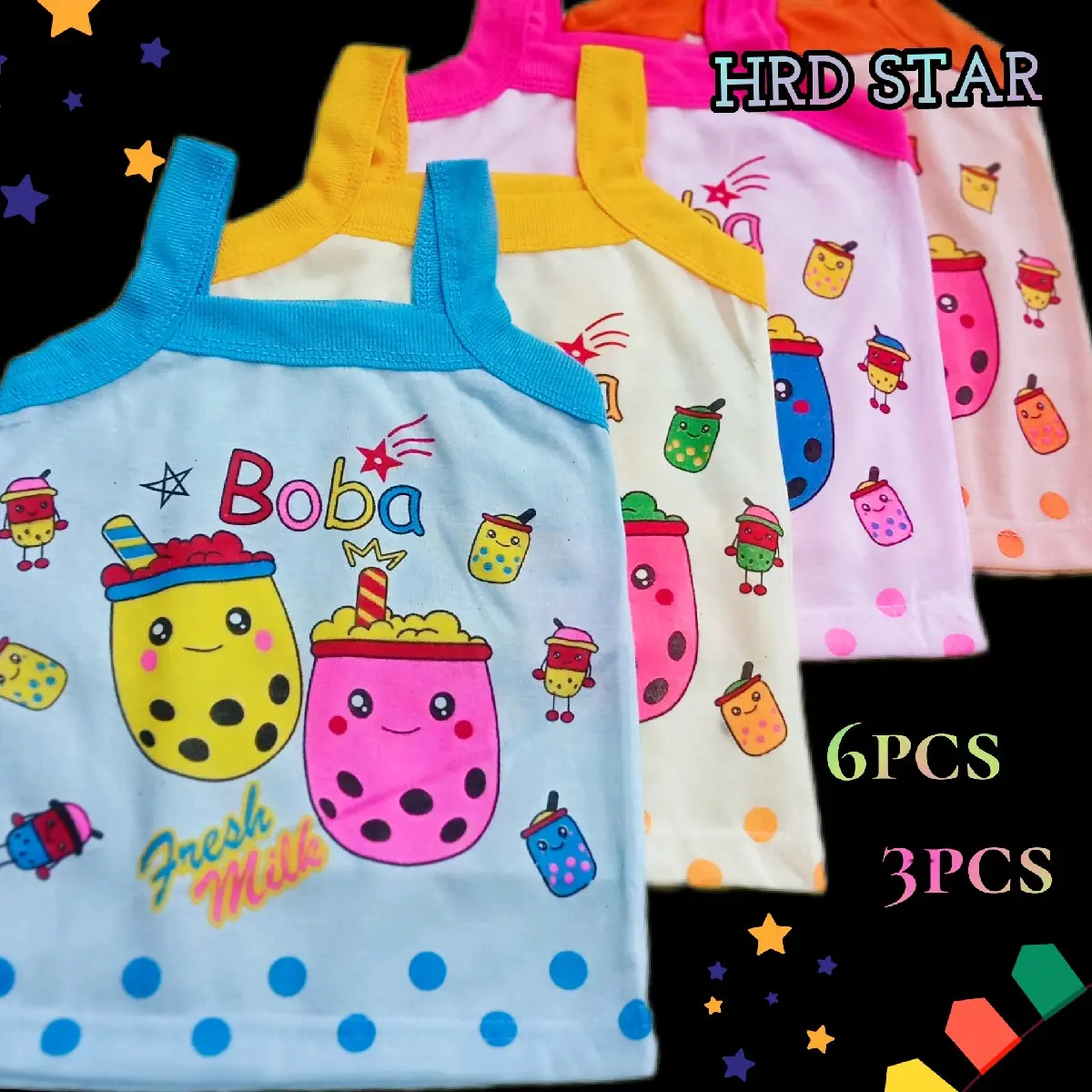 Tangtop Anak Kaos Dalam Anak Perempuan Motif Boba - 6pcs - Fashion