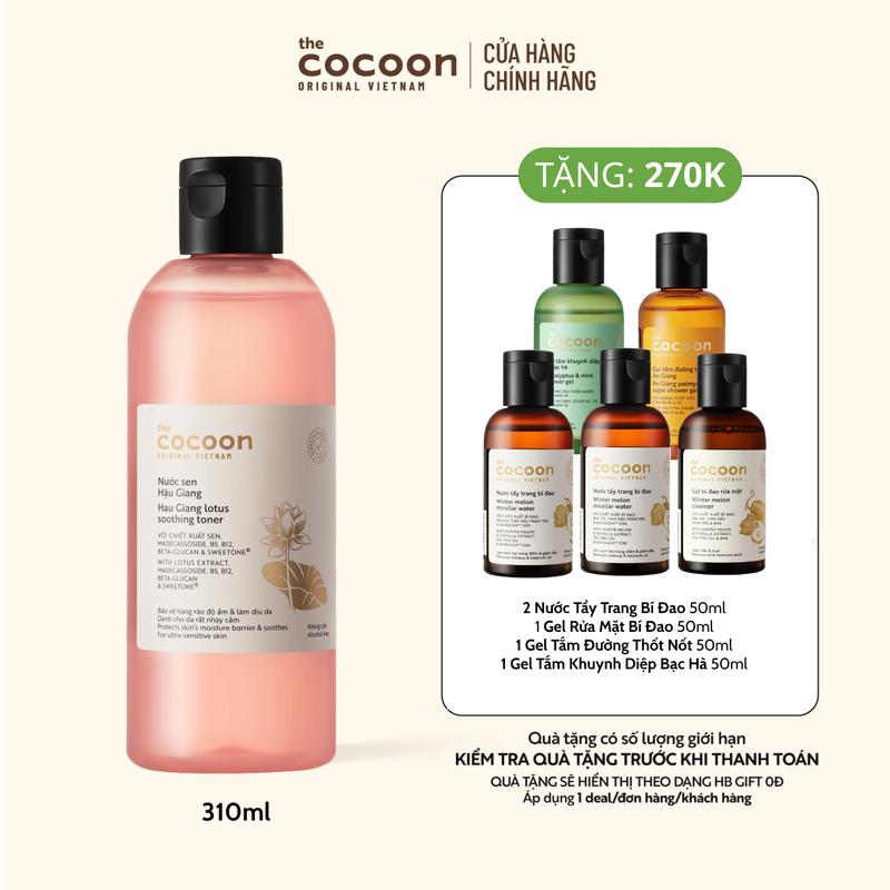 Bigsize - Nước sen Hậu Giang (toner / nước cân bằng) Cocoon giúp phục hồi đa nhiệm cho da rất nhạy cảm 310ml