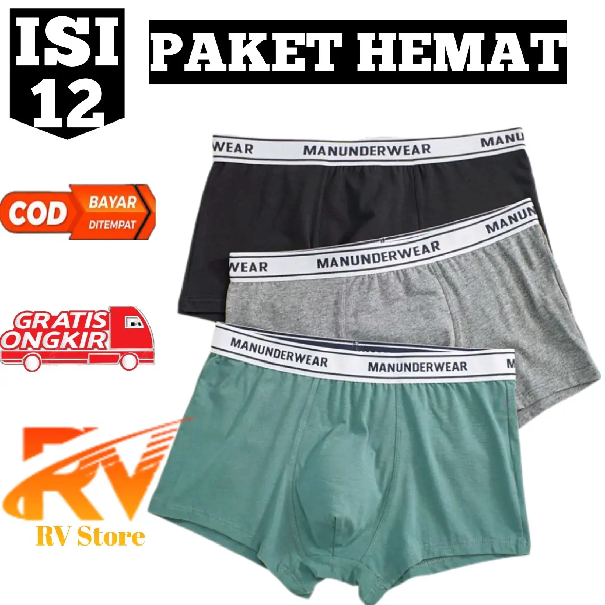 HEMAT CELANA DALAM PRIA BOXER DEWASA MOTIF KARET BAHAN SPANDEKS KATUN Nyaman Lembut sempak pendek cowok Remaja Spandex Atletis Underwear Sport ISI 12 6 3