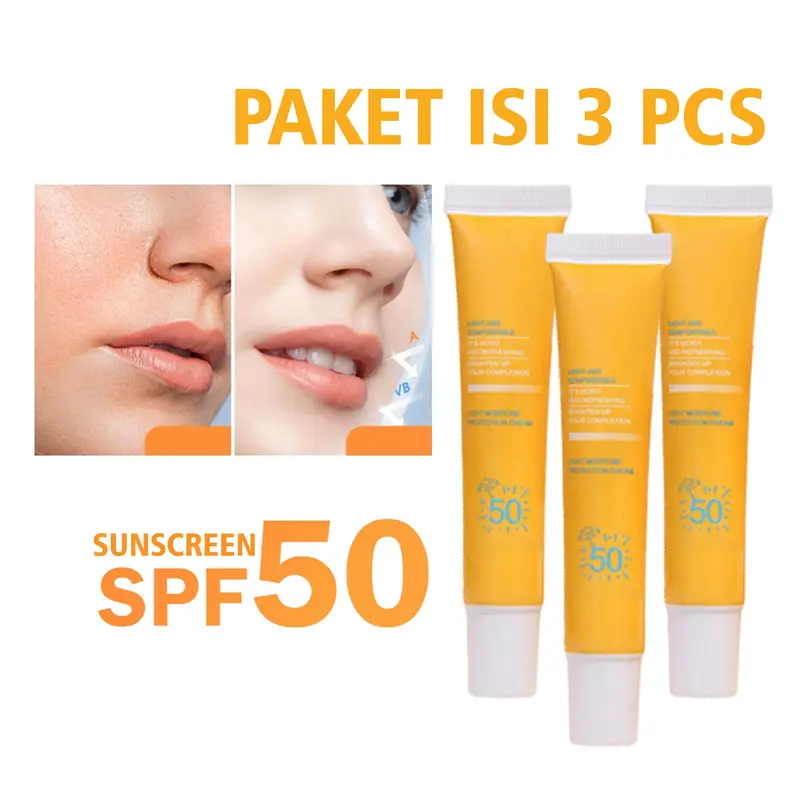 ( 3 PCS ) Sunscreen 50 SPF Suncreen Light Moisture Protection Cream Moisturizer Acne Sun Sunscreen Perawatan Wajah UV Protect 0