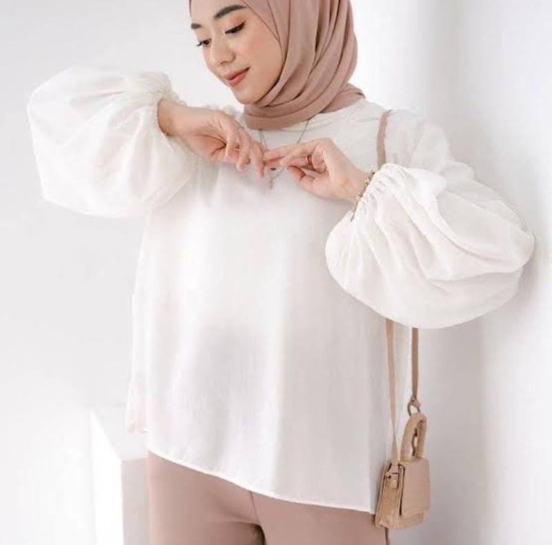 Kamiya Blouse/atasan wanita/atasan blouse/baju blouse/atasan terbaru/atasan cringkle/atasan tangan balon/atasan terkini/baju wanita terbaru 4