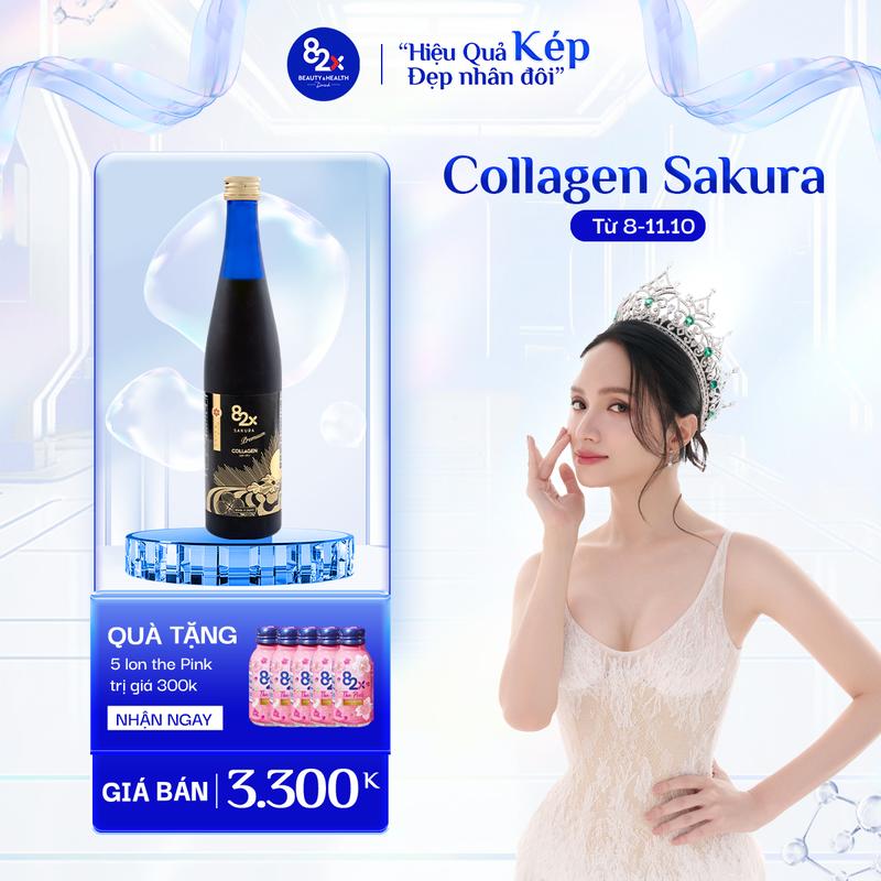 (LIVE) Nước Uống 82X Collagen Sakura Phiên Bản Cao Cấp, Trẻ Hóa Toàn Diện, Ngăn Ngừa Lão Hóa Da 500ml/Chai