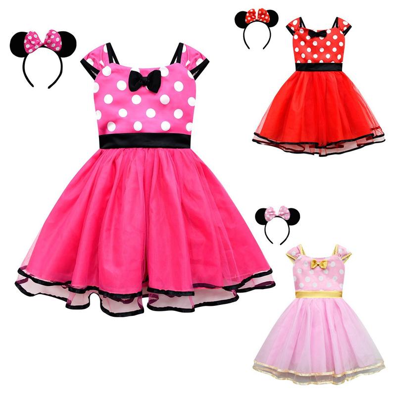Product Introduction of Girls Summer polka dot Princess dress mesh red short sleeve headband 11