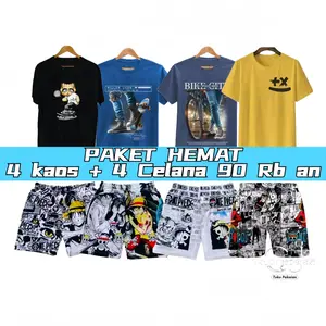 PAKET HEMAT 90 RIBU DAPAT 4 KAOS DAN CELANA BOXER setelan Distro