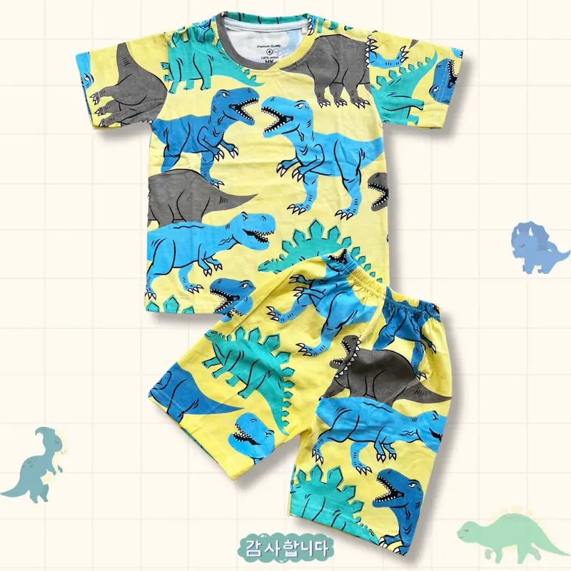 BIG SIZE SETELAN DINO COLORFUL CREAM FULLPRINT ANAK Minimalist Multicoloured 4