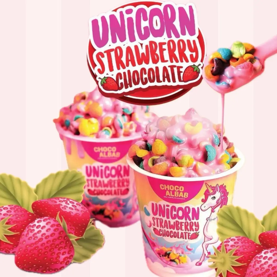 Choco Albab Unicorn Strawberry Chocolate in BUNDLE Snack Dessert Breakfast Rainbow Cereal Ready To Eat Bonbon