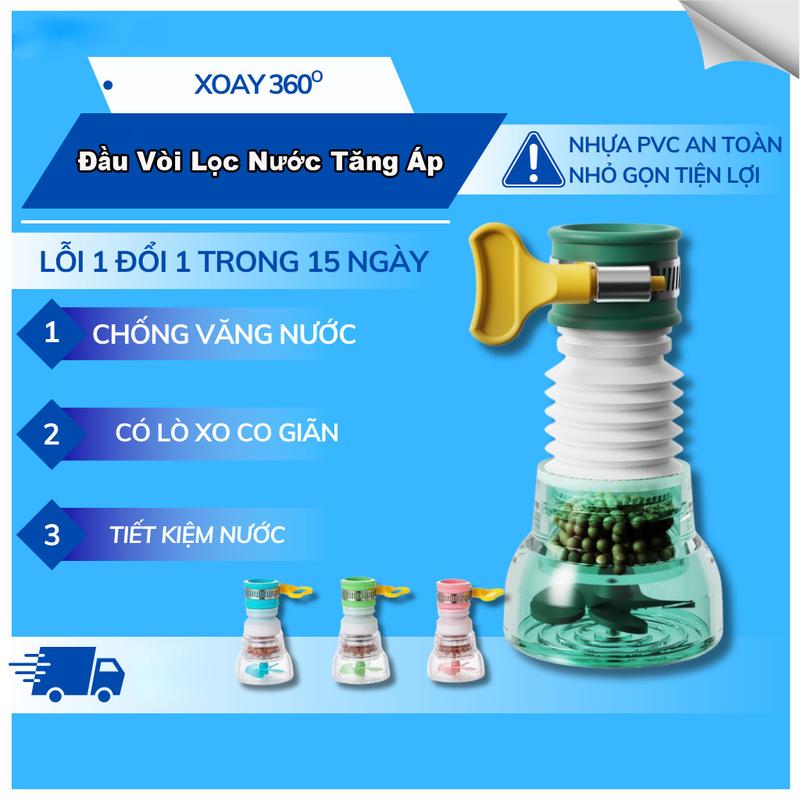 Đầu Vòi Lọc Nước Tăng Áp Xoay 360 Độ, Đầu Vòi Chống Bắn Nước Có Bộ Lọc Và Kéo Dài 12 cm Cho Phòng Bếp - Nhựa ABS/PVC