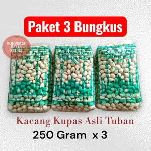 Paket 3 Bungkus Kacang Kupas Tuban Kemasan 250gr Tinggal Goreng Cemilan Food