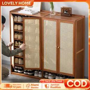 LOVEf2 Lemari Sepatu Rotan | 5/7/8Lapis | Muat 12 sampai 42 pasang |  Cocok untuk lantai depan, ruang tamu, rumah kecil atau apartemen | Khusus Live