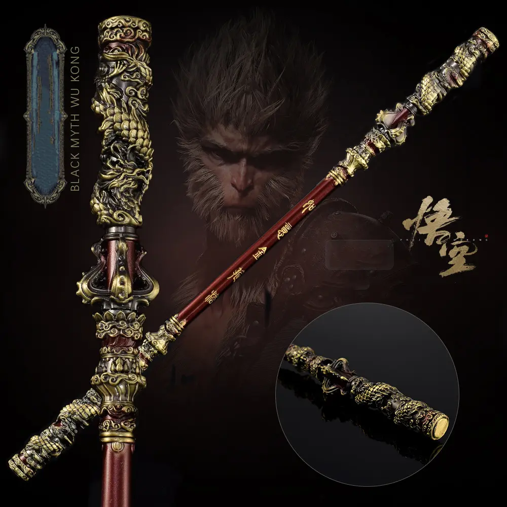 Black Myth Wukong Merchandise Ruyi Jingu Bang Metal Weapon Model Desktop Alloy Figurine Large-Scale Game Prop