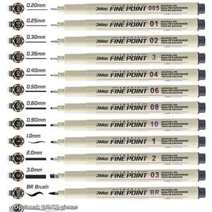 Set de Plumas Marcadoras Finas, 1 Caja de Tinta Impermeable para Artistas, Kit de Dibujo y Trazado de Precisión para Artistas y Aficionados