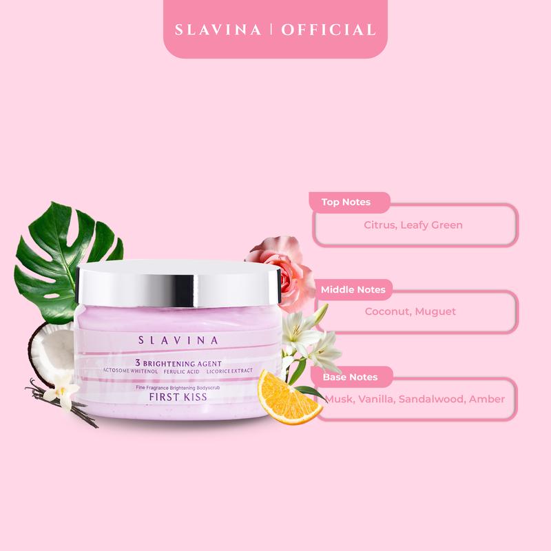 SLAVINA Organic Rice Body Scrub First Kiss | scrub badan untuk menghilangkan bekas luka 3