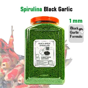 Pakan Pelet Ikan Koi [SPIRULINA] Ekstrak BAWANG HITAM Black Garlic Daya Tahan Ikan [TOPLES MEGA SIZE & REFILL 1KG] IKANESIA