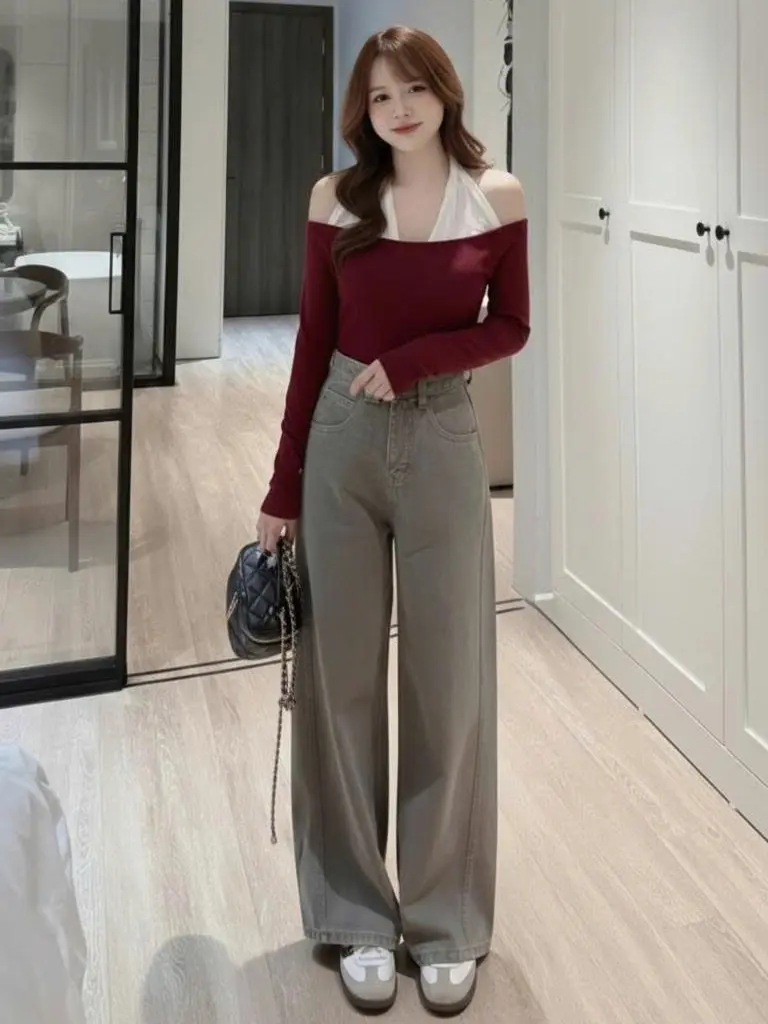 [ Xả Kho ]-HL02 Áo Thun Nữ Hàn Quốc Ôm Dáng Trễ Vai Phối Yếm Thời Trang | BigBuy360 - bigbuy360.vn