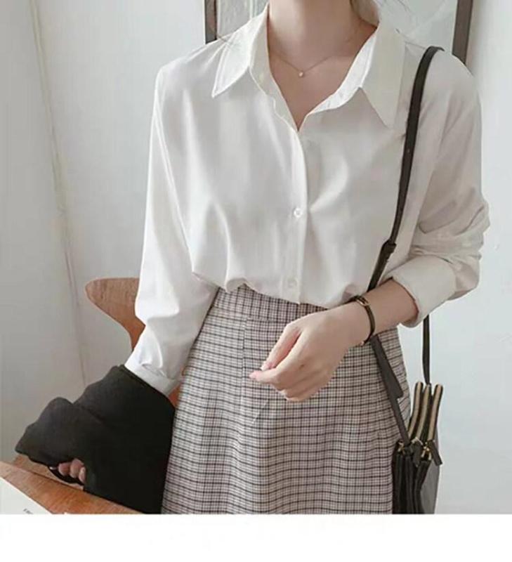 Product Introduction of Korean Style Plus Size Professional OL Shirt Women Casual All-match Loose and Thin Bottoming Shirtblouse Top 24