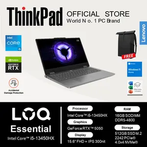 Lenovo LOQ Essential RTX 5050 Intel core I5 13450HX 144Hz 100SRGB 16GB 512SSD Windows 11 Office 15IRX11 -3KID