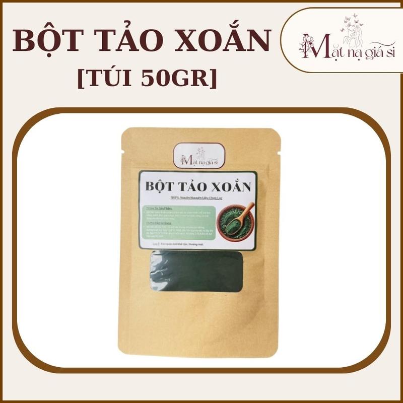 Gói Dùng Thử 50gr Bột Tảo xoắn nguyên chất Spirulina - Dưỡng trắng sáng da mịn màng loại 1