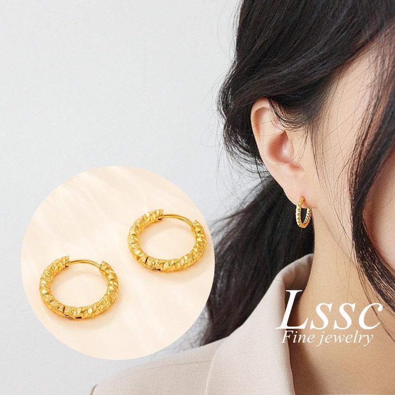 LSSC Khuyên Tai Nữ Không Rỉ Bông Vòng Tròn Titan Chính Hãng hoa Đẹp Cho Đi Tiệc Phụ Kiện Trang Sức Thời women voan Voi