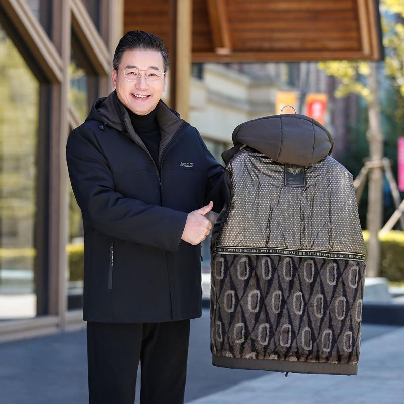 Áo khoác phao lót lông trung niên cho bố mặc mùa đông áo khoác trung niên tặng bố