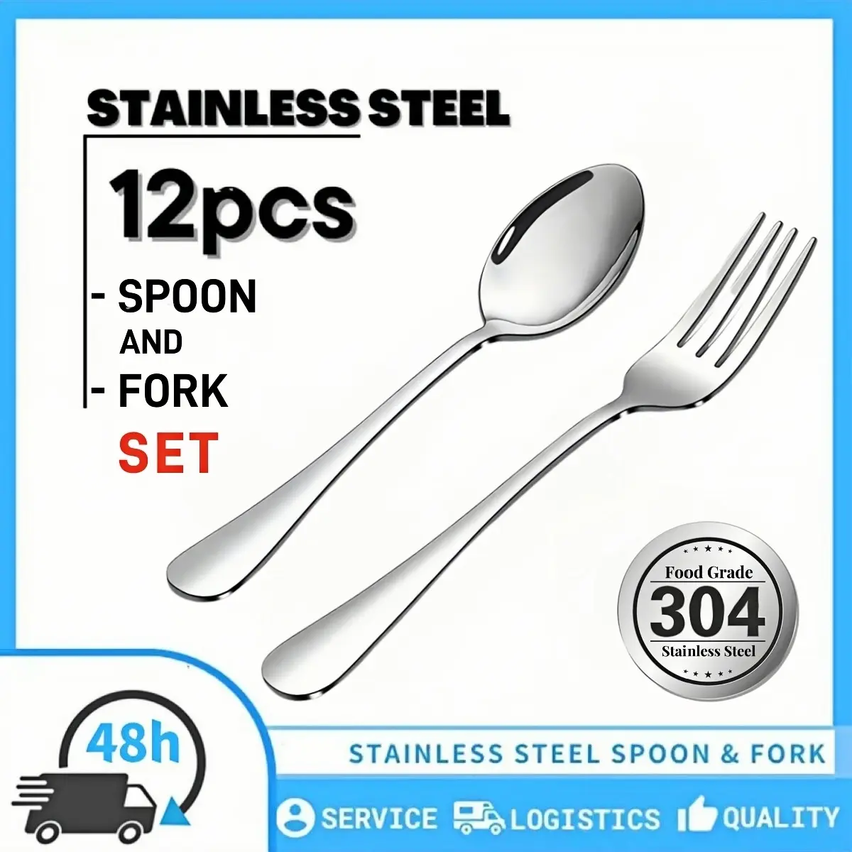 6/12PCS Spoons Makapal Cutlery Set 304 Stainless Steel Thickened Gold Spoon Fork Sets High-quality Dining Spoon For Restaurant Household Stylish Tableware