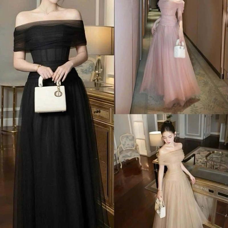   Bèo Béo Bigsize   Váy Croset Gọng Trễ Vai Sang Chảnh Phối Lưới Dáng Xoè Form Bigsize 60-90Kg 