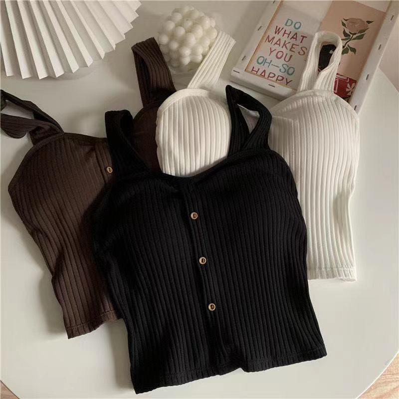 Product Introduction of Cute Sleeveless Cropped Tank Top Women's Crop Top Summer 2024 Korean Corset Top Camisole Knit Sexy Slim Vest with Bra Pads Tops Female Y2k 7