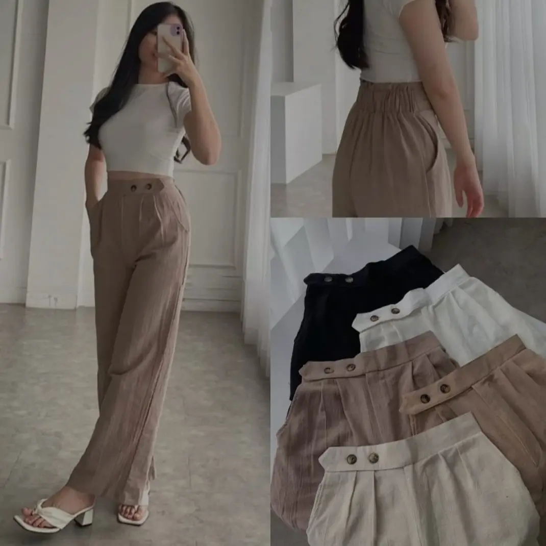 Kulot linen highwaist ootd selebgram viral kekinian koreanstyle
