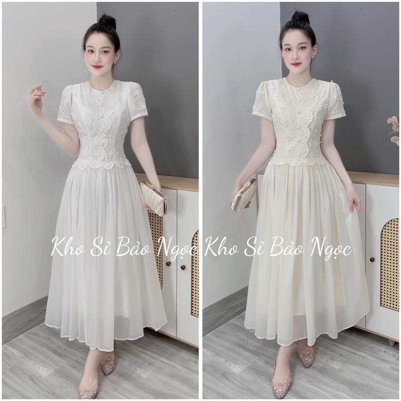[D595] Váy Thiết Kế Ren Chân Tơ Dáng Dài Kho Sỉ Nguyễn Bảo Ngọc