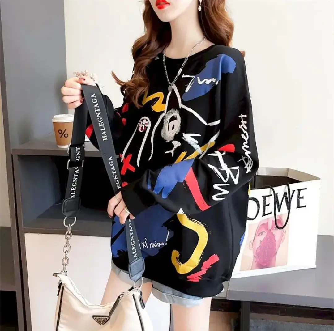 sweater crewneck wanita pusycat keren korean style Nyaman Tangan Panjang