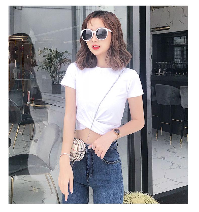 Product Introduction of Black T-shirt women's short sleeves, short high waist, with high net celebrity, small summer dress, crop top, INS super hot 17
