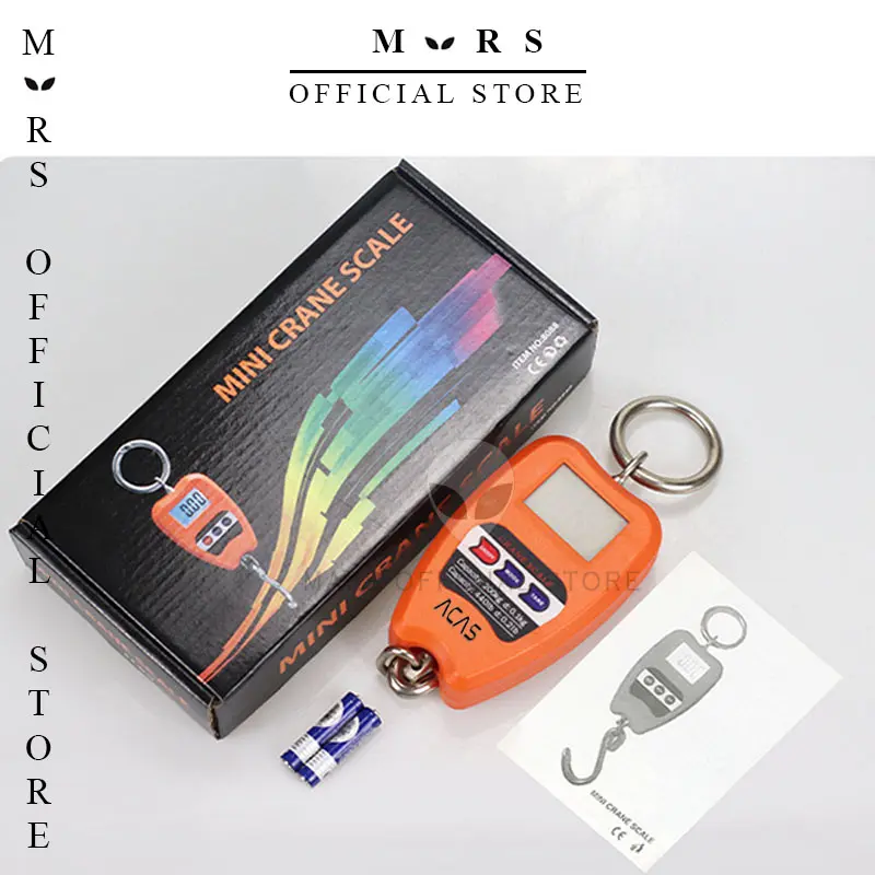 OCS MINI-200 kg Timbangan Digital 200kg GantungFree Batrai Digital LED Hook Besi Orange Hitam LCD Smart Crane Hook Scale Hanging Besi Kapasitas 200 KG 3