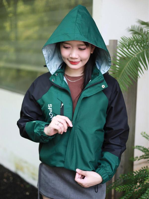 Áo khoác gió nữ 2 lớp chữ thêu SPORT, áo có túi trong