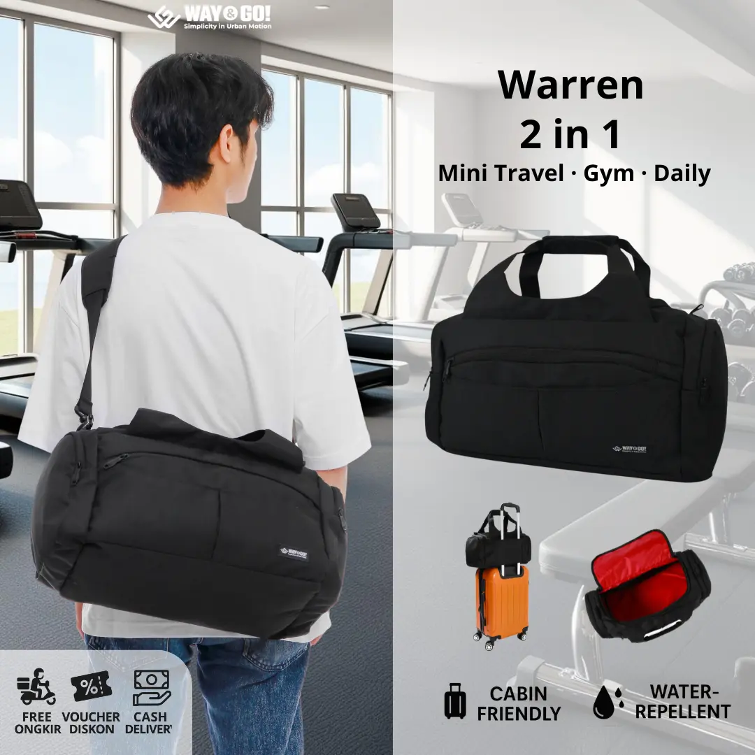 Way&Go! Warren Tas Travel Fitness Gym Kecil Mini Hitam