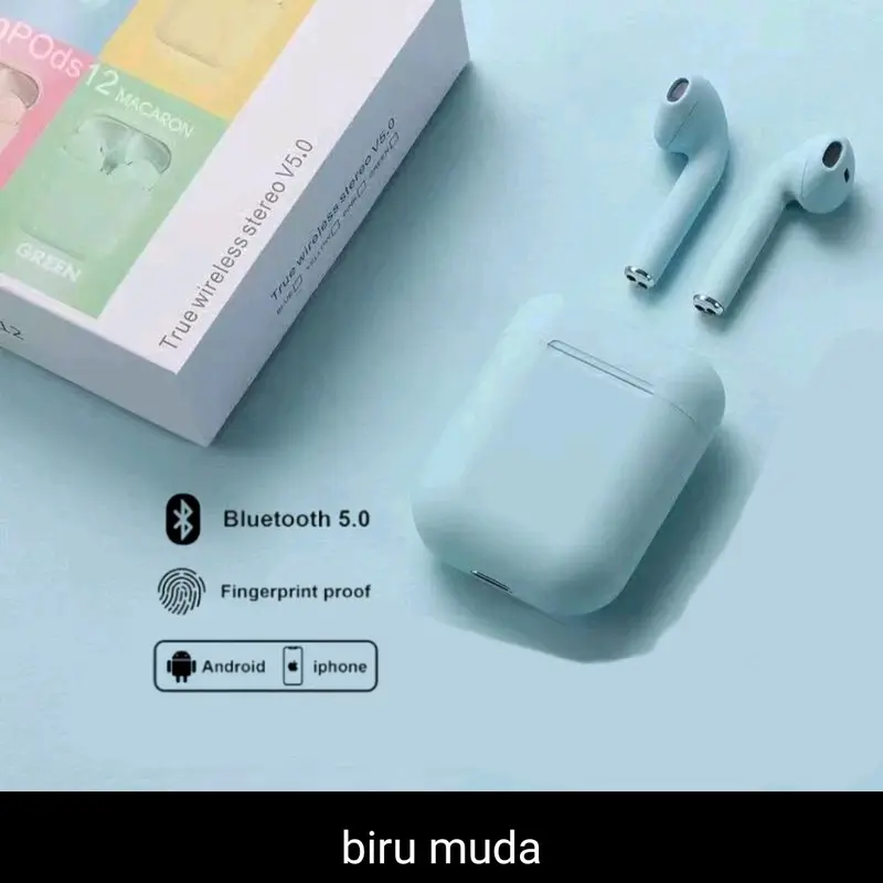 Earphone Bluetooth i7s tws Inpods Wireless i12 Macaroon dengan Super Bass - Handsfree iphone ori miniatursound jawatimur 8