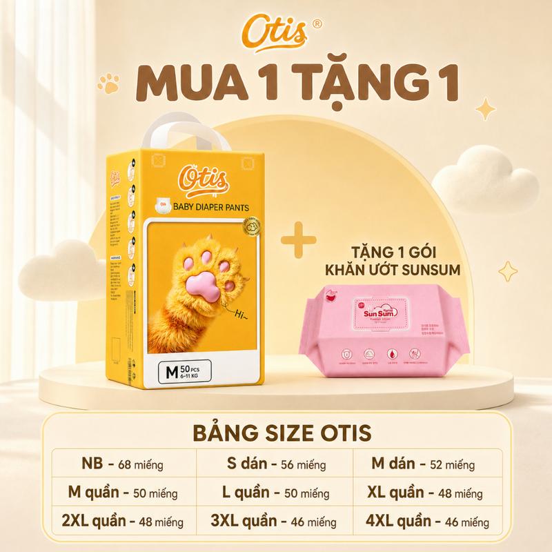 Tã Bỉm OTIS Giá Rẻ Chất Lượng Tốt, Mỏng Thoáng Thấm Hút Tốt, Bỉm Dán NB–M, Bỉm Quần M–4XL