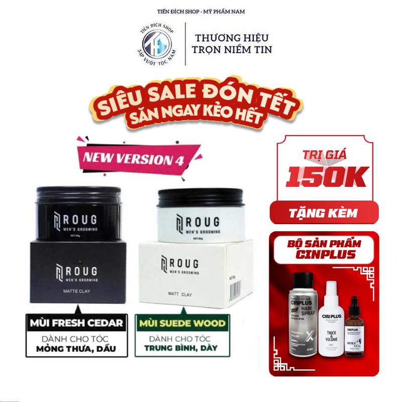   Version 4  Sáp vuốt tóc Roug Men's Grooming Matte Clay 90gr màu đen  Matt Clay 90gr màu trắng chính hãng + Gôm Cinplus 150ml  Xịt tạo phồng Cin Plus 150ml  Tinh dầu dưỡng 50ml  | Tặng Theo Phân Loại Nam Nữ Women Chăm Sóc Tóc Dưỡng Tóc 