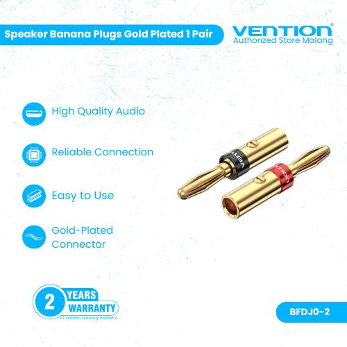 Gambar Vention Konektor Speaker Jack Banana Plugs Gold Plated - BFD dari Vention Authorized Malang Kota Surabaya Tokopedia