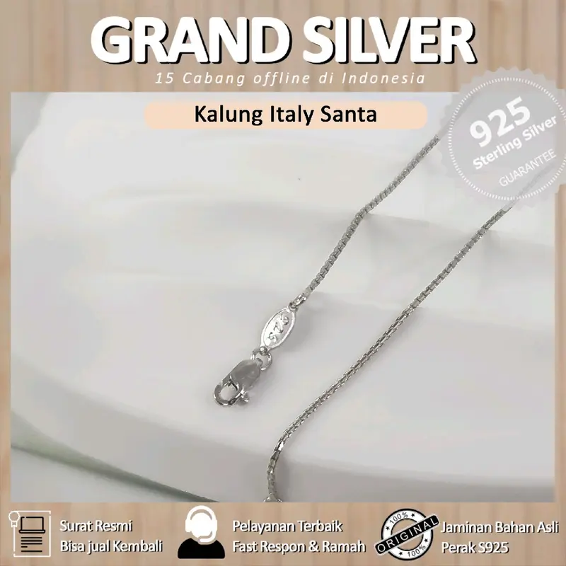 Grand Silver - Kalung italy Santa putih berkilau 1