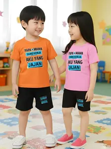 stelan anak anak papa mama yang kerja aku yang jajan baju unisex stelan anak perempuan laki laki
