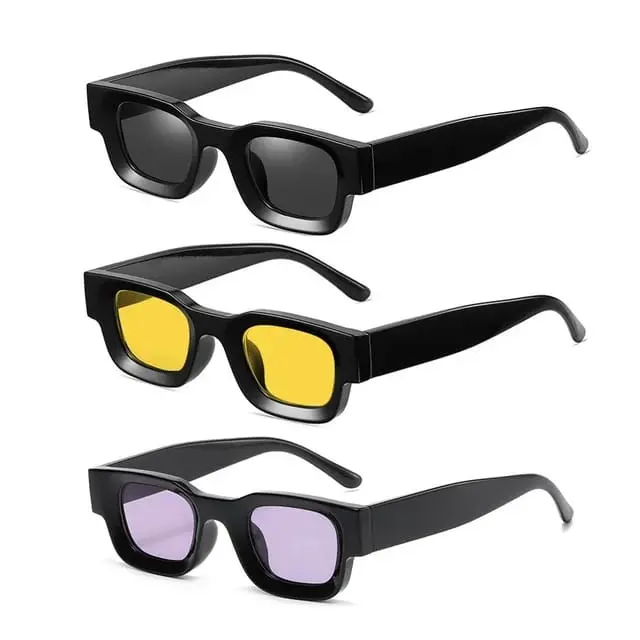 Kacamata Hitam Bingkai Tebal Lensa Candy Colour uv400 Eyewear Sunglasses 1