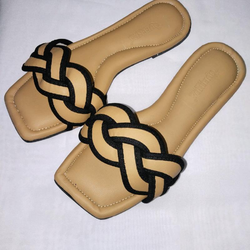 Sandal flat sandal teplek sandal wanita motif silang Queenda collection ND - 03 1