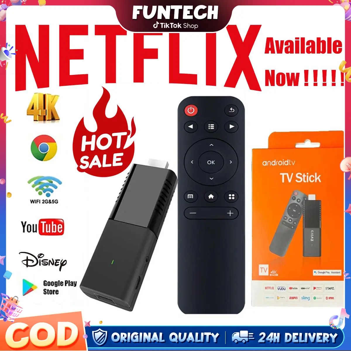 【Support Netflix】Smart TV Box TV Stick Android 4K M98 TV Stick For Non Smart and Smart TV Android13 System With  AirScreen WiFi screen casting