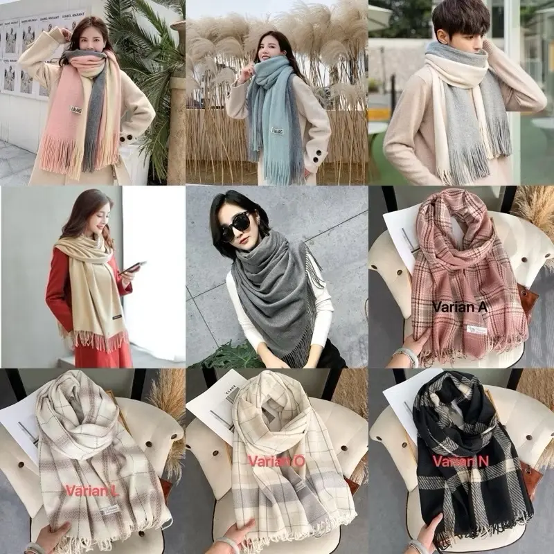 Syal Korea Scarf Wool Cashmere Immitation Fashion Winter Autumn Musim Dingin Selendang