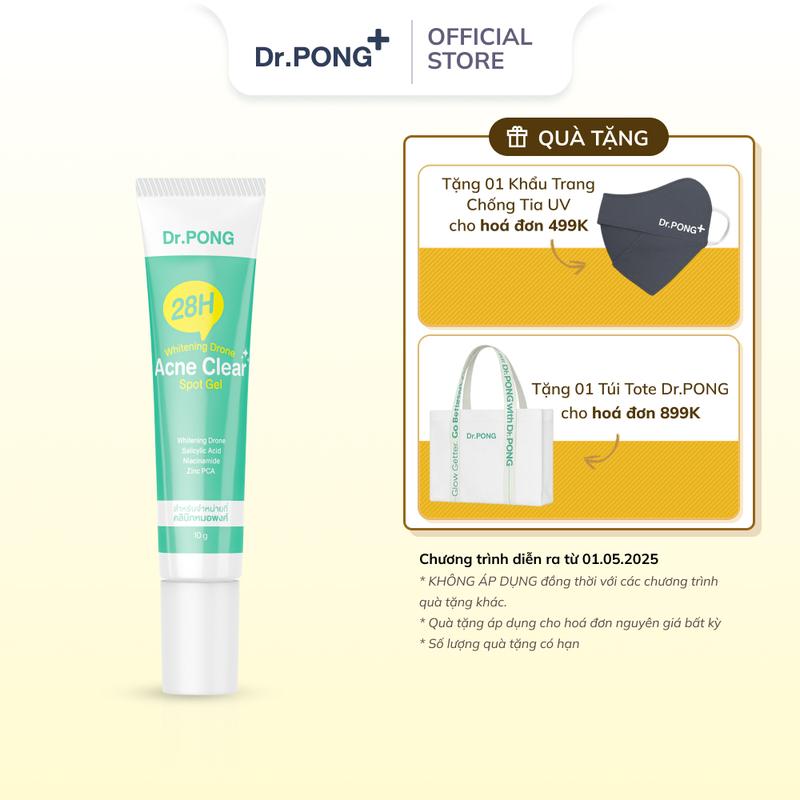Gel chấm hỗ trợ giảm mụn Dr.PONG 28H Whitening Drone Acne Clear Spot 10g 0