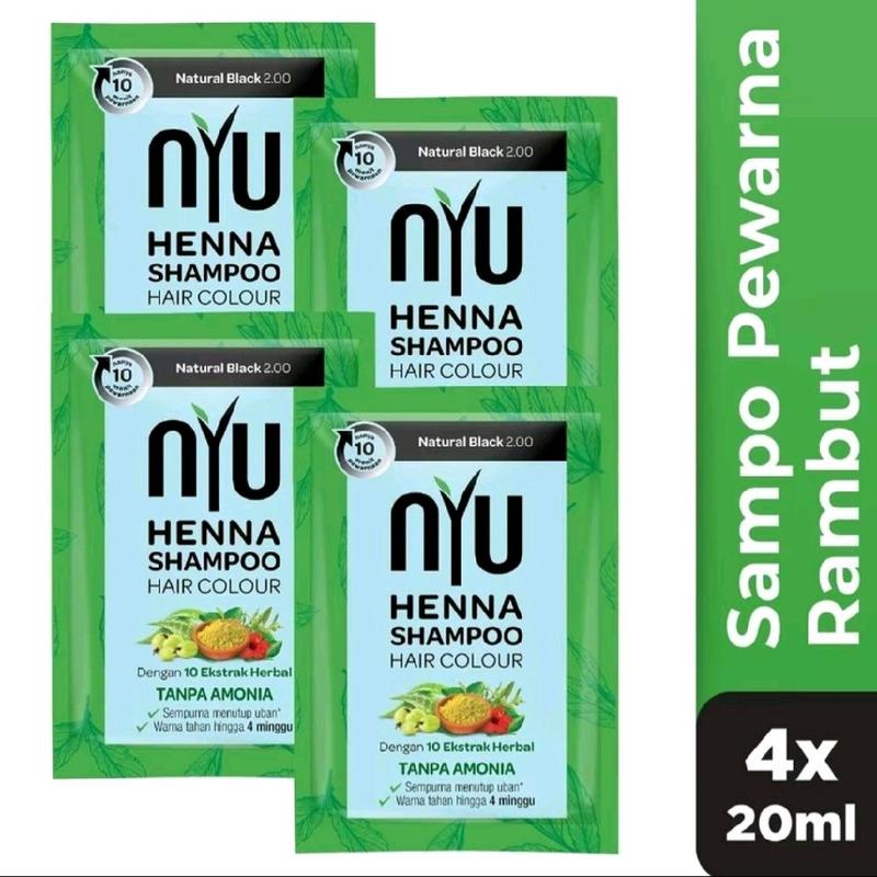 NYU Henna Shampoo Pewarna Rambut Sachet 20ml (Isi 4pcs/1 Box) - Cat Kering 3