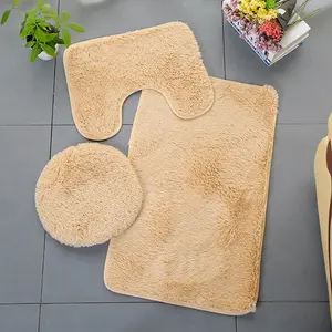 3 Piece Bathroom Rug Set Includes Bath Rug Contour Mat and Toilet Lid