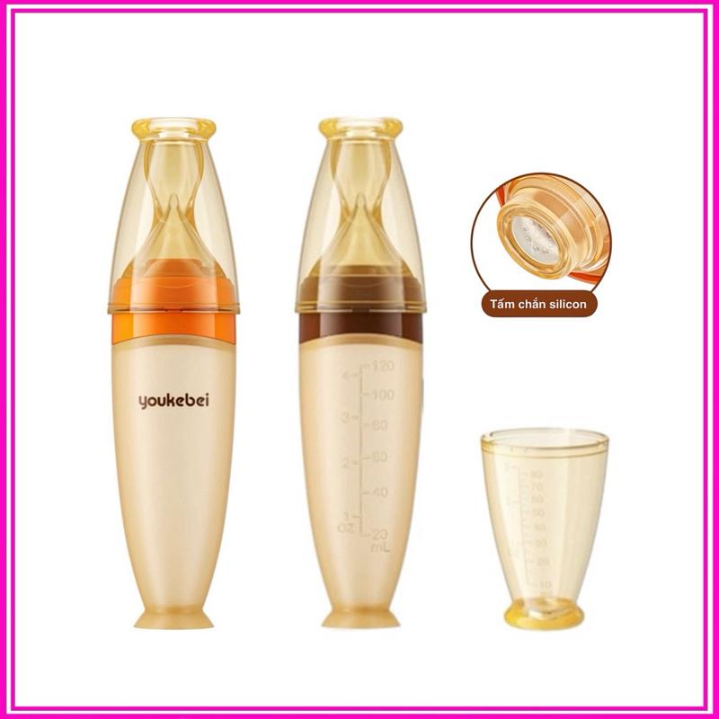  Bình Thìa Ăn Dặm Silicon Cho Bé Youkebei Có Vạch Chia Dung Tích 120ml 